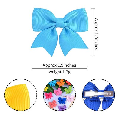 10Pcs/lot Kids Solid Color Ribbon Baby Bows Hair Clips for B