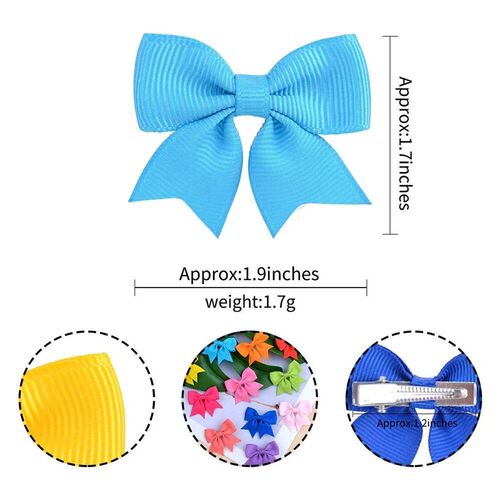 10Pcs/lot Kids Solid Color Ribbon Baby Bows Hair Clips for B