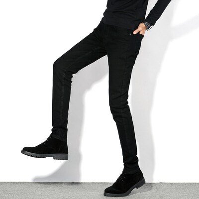 Black Jeans Mens Slim-fit Straight Thin Leg Pencil Pants St