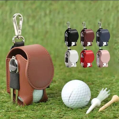 1PC Golf Ball Bags Mini Ball Storage Bags PU Leather Hang On
