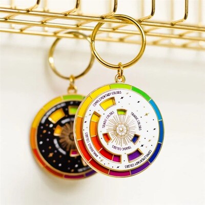 Wheel Keychain (Black/ White) Theory, Artist Gift, Keychains