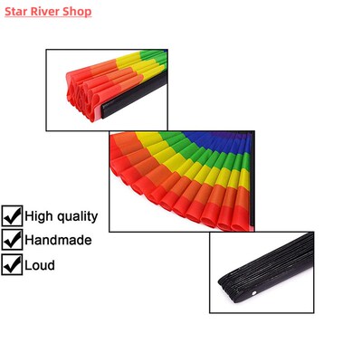 34 cm Large Folding Hand Fan Fold 1 pcs Dot Rainbow Print Bl