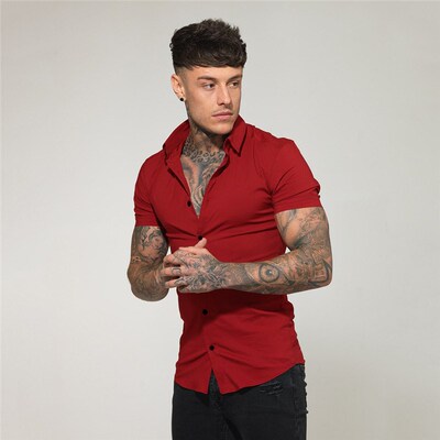Summer Fashion Slim Fit Button Short Sleeve Shirts Men Casua