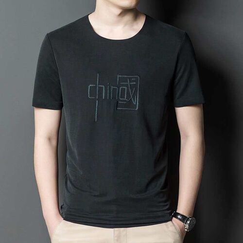 Mens Short-sleeved Chinese Character Personalized Loose ten