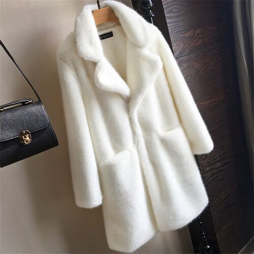 Bella Philosophy Women Mink Faux Fur Coat Solid Female Turn