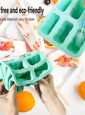 4/ 6 cell Silicone Ice Cream Popsicle Mold with Handle Ice C