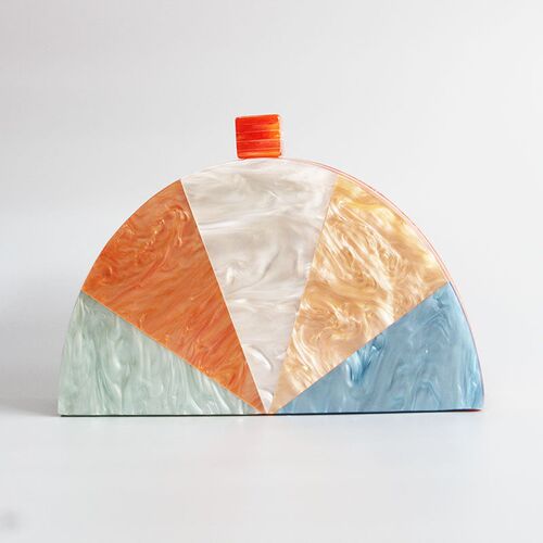 Half moon shape acrylic clasp Resin bead acetate box clutche