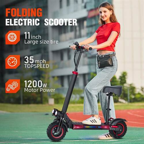 Foldable 1200W Electric Scooter with Seat for Adults, 11 O