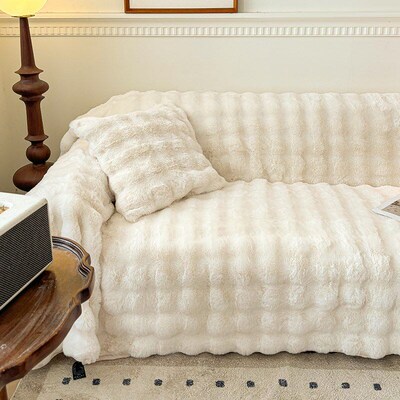 Faux Fur Soft Couch Sofa Cover Furniture Protector Slipcover