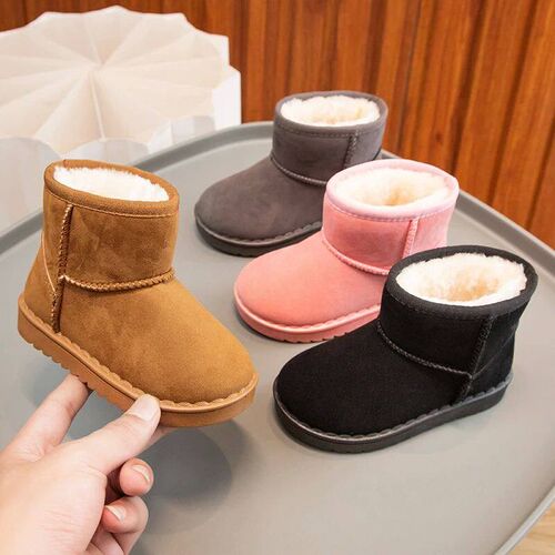 Children Snow Boots Concise Style Plush Chunky Winter Kids S
