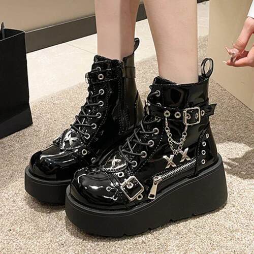 Platform Wedges Women Ankle Boots 2023 Autumn Winter Gothic