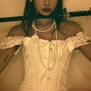 Gothic Vintage Corset Blood Bride Medieval Cosplay Halloween