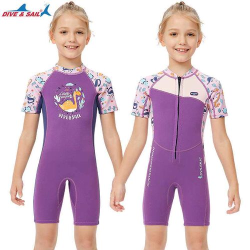 New 2.5MM Childrens Diving Suit Girls Swimsuit One-piece S