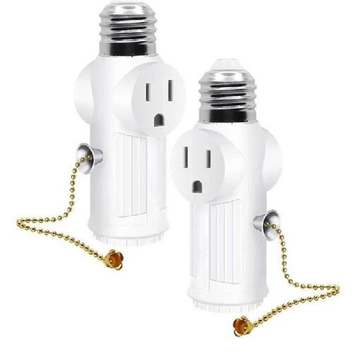 VEHO-2 Pcs Light Socket To Plug Adapter,E26/E27 Light Bulb