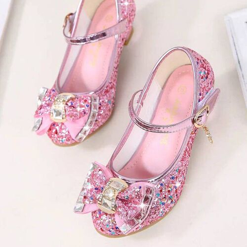 Princess Kids Leather Shoes for Girls Flower Casual Glitter