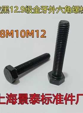 .9级发黑碳钢全牙全丝外六角螺栓螺丝螺柱M8M10MDIN933GB5783