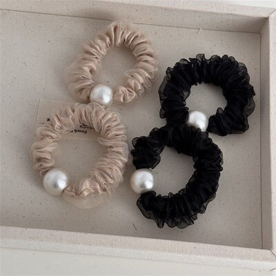 Simple Pearl Gauze Ring Headrope High Elasticity Ponytail Ru