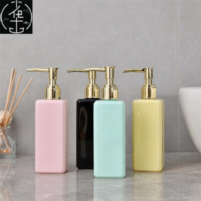 Liquid Soap Dispenser Refillable Punp Bottle Square Bathroom