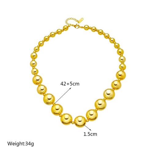 316L Stainless Steel Geometric Ball Beads Pearl Chain Neckla