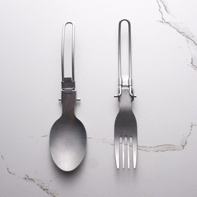 Stainless steel foldable travel utensils fork and spoon
