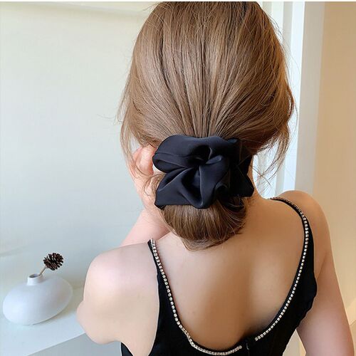 Newest Korean Woman Big Elegant Silk Elastics Hair Band Soli