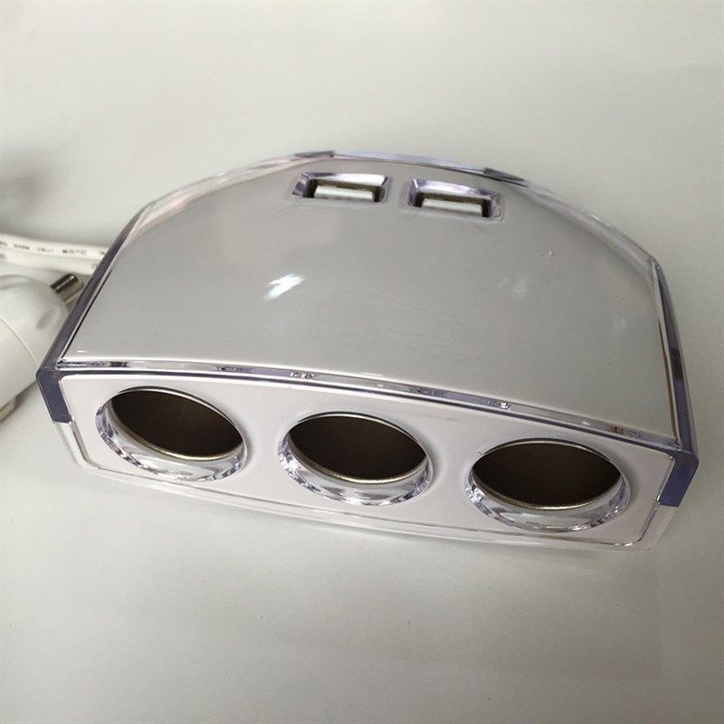 USB带开关汽车一拖三点烟器多功能转接插头一分三车载充电器