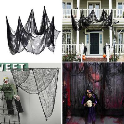 HOT SALES!!! Black Halloween Creepy Gauze Large Grid Yarn