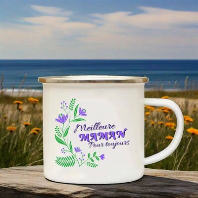 Best Mom In The World French Print Enamel Mug Coffee Cups Un