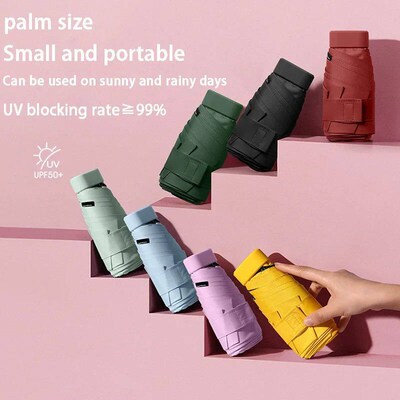 Pocket Umbrella Rain Women Flat Lightweight Umbrella Parasol