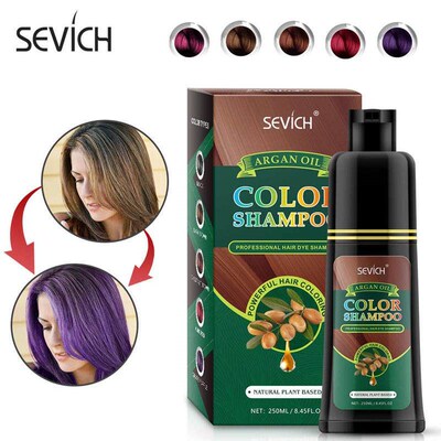 Sevich 250ml Argan Oil Hair Dye Shampoo Dark Brown Natural F