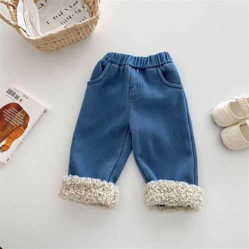 Girls Velvet Jeans 0-5 Years Old Korean Childrens Wear Baby
