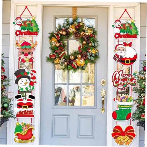 Christmas Couplets Santa Claus snowman door hanging圣诞挂饰