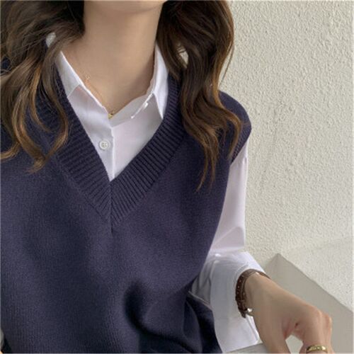 Fashion Autumn Winter Sleeveless Sweaters Vest Women V-neck