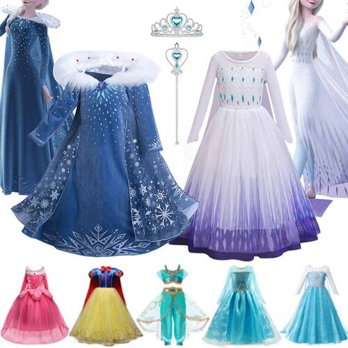 Queen Elsa Princess Dress for Girls 2024 New Halloween Costu