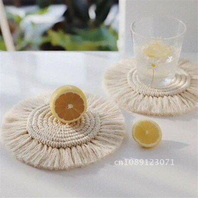 Home Creative Cotton Braid Coaster Handmade Macrame Cup