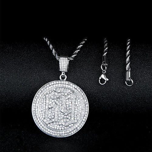 Simple Hip Hop Pendant Round Plate Alloy 69 Full Diamond Pen