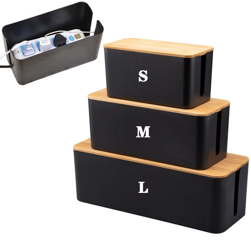 Cable Storage Box Wooden Power Line Storage Case Dustproof C