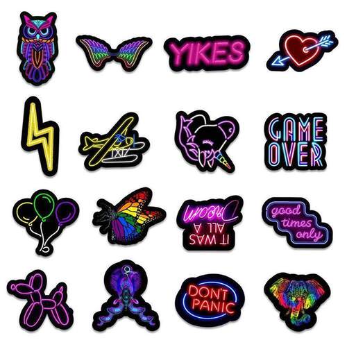 50PCS Cartoon Neon Light Graffiti Stickers Car Guitar Motorc