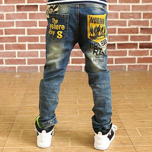 IENENS 5-13Y Boys Slim Straight Jeans Children Denim Long Pa