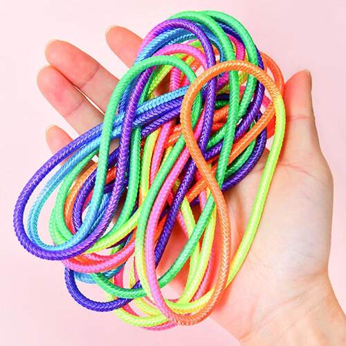 Rainbow Elastic Rubber Jump Rope Kids Adults Fitness Exercis