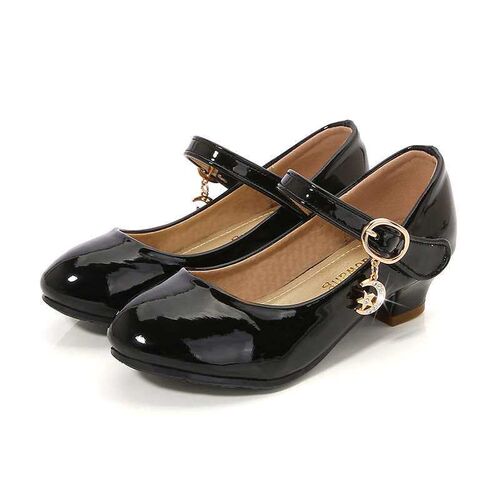 Girls High-heeled Leather Shoes Four Seasons British School