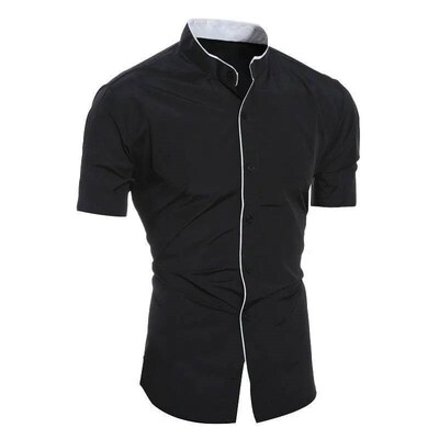 New mens solid color casual commuting short sleeved shirt