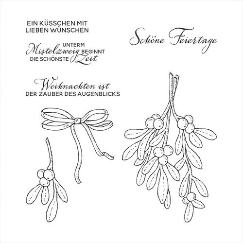 English/German/French Mistletoe Magic Stamp Phrase Christmas