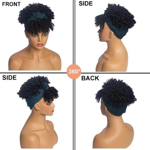 Soft Kinky Curly Headband Wig Short Afro Kinky Curly Turban