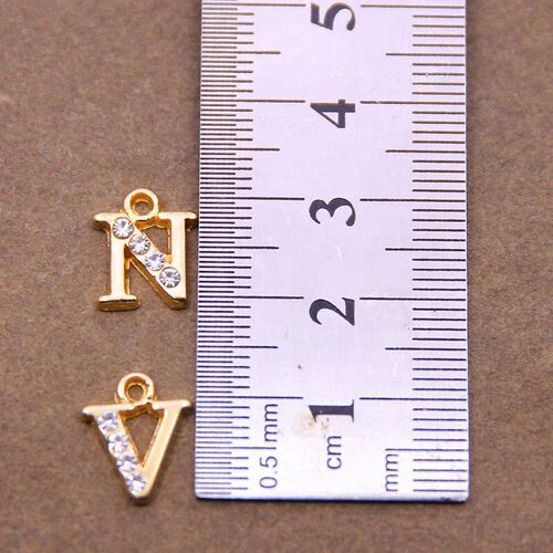 10/26pcs 13*10mm Alloy inlaid rhinestones 26 Letter Charms P