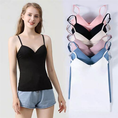 White Nude Pink White Lady Camis Soft Tank Casual Top Adjust