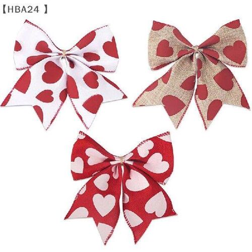 3PCS Bow Valentines Day Red Heart Bow Gift Wrap Wedding