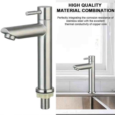 Stainless Steel Bathroom Counter Basin Faucet Single Handle