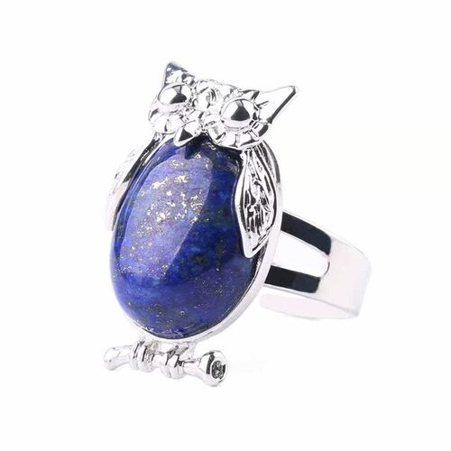 20 Colors Cute Wind Women Animal Ring Metal Owl Cabochon Nat