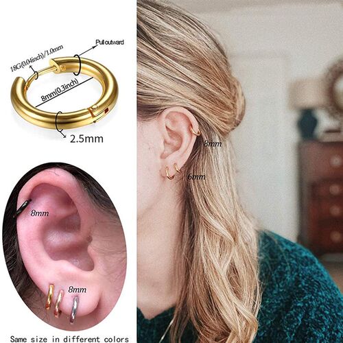 New Simple Stainless Steel Small Hoop Earrings for Women Men